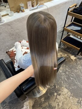 チャプター 問屋町(chapter) ブリーチなしミルクティーブラウン顔周りレイヤーカット韓国ヘア