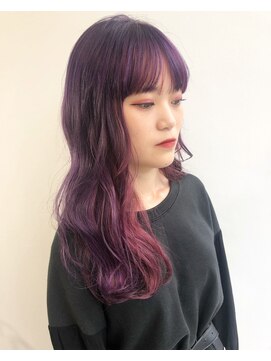 ヘアメイク オブジェ(hair make objet) パープル×ピンク 韓国スタイル