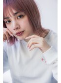 【aRietta大田涼華】切りっぱなしボブ ピンク 外ハネ