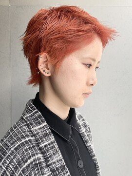 遊人セントラル(CENTRAL) [心斎橋/難波］無造作前髪なしショート× オレンジカラー