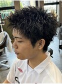 スパイキーショートメンズマッシュツイストパーマツーブロック