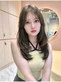 韓国ヘア ミディアムレイヤー  透明感カラー 美髪縮毛矯正