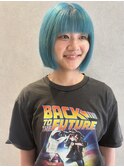 福井　大和田　ハイトーン　ボブ　ミントグリーン　ペールブルー