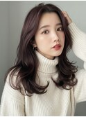 ロングレイヤーカット*フェイスレイヤー*センターパート*可周り