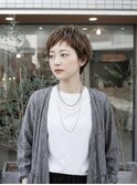 新宿若松河田オン眉ベリーショートアッシュブラウン40代50代60代