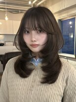 ライン(LINE)&nbsp;韓国風/レイヤー/前髪カット/オリーブ/透明感/ハッシュカット