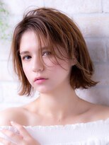 エルデ ナインズ ヘアー スタンド 川口店(elde 9's HAIR STAND)&nbsp;インナーグレージュorピンクベージュの長めバングのマチルダボブ
