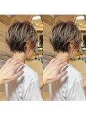 大人可愛い小顔丸みショートボブサイド　似合わせベージュ　川崎