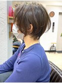 クールショート/ショートパーマ/ボブルフ/ピンクベージュ/柴