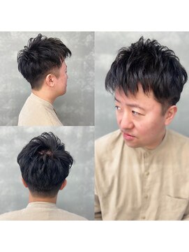 トゥージュ ベル(Toujours Belle) 王道！刈り上げ立ち上げバングメンズショート×オリーブカーキー