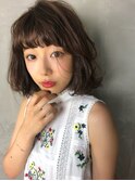 ◆無造作ボブ【デジタルパーマokアッシュチェリーブラウン】