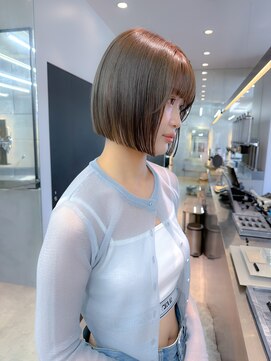 マロンベージュ/ボブ/前髪/レイヤー/髪質改善/縮毛矯正/横浜
