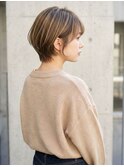 くびレイヤーエモージュ前髪モテベージュレイヤーミディ/高円寺