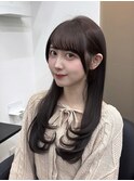 ミディアムレイヤー/顔まわりカット/ラベンダーブラウン
