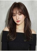 セミロング20代30代ストレートレイヤー前髪なし前髪あり越谷