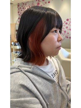 サラ ビューティ サイト 春日(SARA Beauty sight) 【松尾が作る】【福岡春日】【インナーカラー】カッパーオレンジ