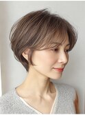 大人可愛い40代50代くびれショートボブ丸みショート