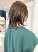 福山市美容室Caary20代30代40代外ハネウルフ透明感ブラウン
