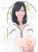 漆黒の清楚なツヤ髪ミディ＿ブルーブラック［東陽町]