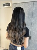 バレイヤージュ10代20代シルバーカラーギャルプルエクステ