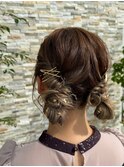 結婚式お呼ばれヘア/ツインお団子