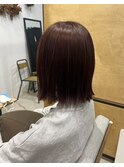 ワインレッド/秋カラー/切りっぱなしボブ[札幌美容室LINDA]