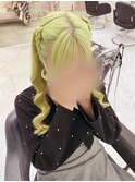 三つ編みハーフツイン/梅田ヘアセット