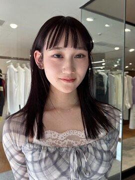 ノラ ヘアーサロン(NORA HAIR SALON) カシスカラーブリーチなしカラー暖色カラー切りっぱなしロング