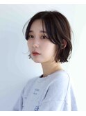 センターパート小顔無造作ボブ×ダークブラウン20代30代40代