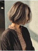 くびレイヤーエモージュ前髪モテベージュレイヤーミディ/高円寺