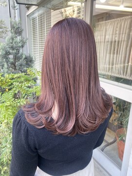 ピンクブラウンカラー/暖色/冬カラー/ブリーチなし
