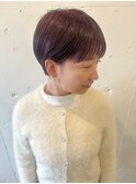 大人可愛い20代30代40代前下がりショートボブ丸みショート◎