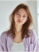 ミルクブラウン/ダークパープル/ナチュラルショート/夏/センター