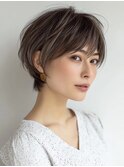 大人可愛い40代50代くびれショートボブ丸みショート