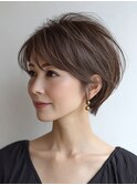 白髪ぼかし脱白髪染め似合わせショートボブ40代50代60代