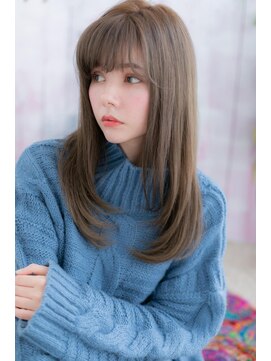 ミック ヘアアンドメイク アップ 駒込店(miq Hair&Make up) シースルーバングｘチャコールグレー大人エアストレートc1