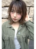 NUDEシースルーバングレイヤーボブ ミディアムウルフ 結べるボブ