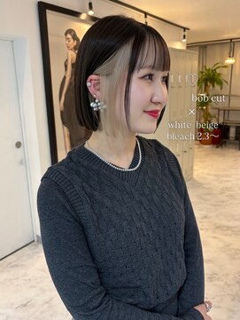 ヴィア 京都烏丸(Via) 10代20代30代/ホワイトベージュ/インナーカラー/ボブ/ハイトーン