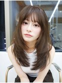 【島田佑】ミディアムレイヤーカットグレージュ顔周りカット