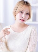 金髪ハイトーンカラー小顔シャギーショートレイヤーウルフ20代c8