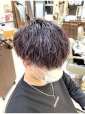 朝楽パープルカラーのツイストパーマ！
