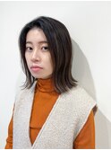 肩口ボブ　バレイヤージュ　モノトーンベージュ