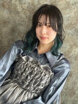 アヴァンティ ヘアーアンドスパ(avanti hair&spa)&nbsp;インナーターコイズブルー×ゆるふわ巻き