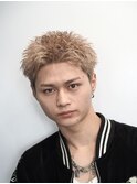 渋谷スパイキーショートパーマメンズショートブリーチカラー