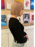 ハイトーンボブ 切りっぱなしボブ ブロンドボブ ミニボブ
