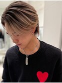 メンズバレイヤージュカラーハイライトカラーセンターパート韓国