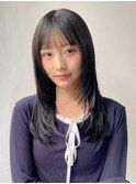 小顔 前髪 レイヤーカット 暗めカラー デザインカラー"