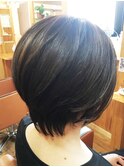 ダークカーキアッシュ×ナチュラルショートボブ