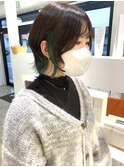 ウルフカット/イヤリングカラー/グリーンカラー◎20代30代