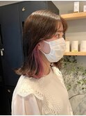 ブリーチインナーカラーピンクカラー前髪カットトリートメント